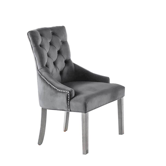 Jameson Velvet Upholstered Dining Chairs in Gray (Set of 2) AFCLANE