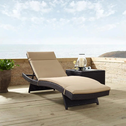 Biscayne Outdoor Wicker Chaise Lounge Mocha/Brown AFCLAND