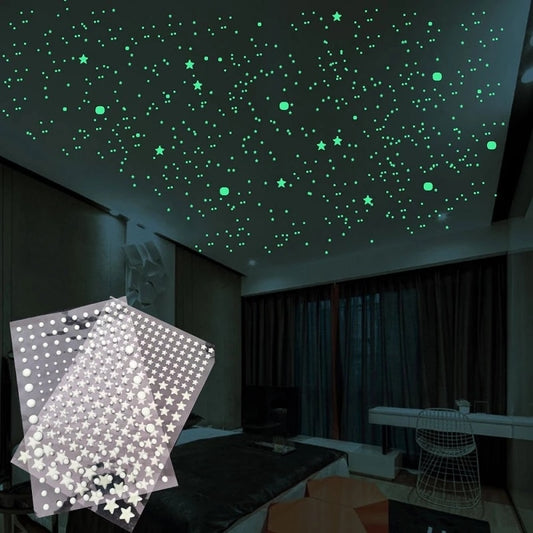 Luminous 3D Stars Dots Wall Sticker for Kids Room Bedroom Home Decoration Glow In The Dark Moon Decal Fluorescent DIY Stickers AFCLANE