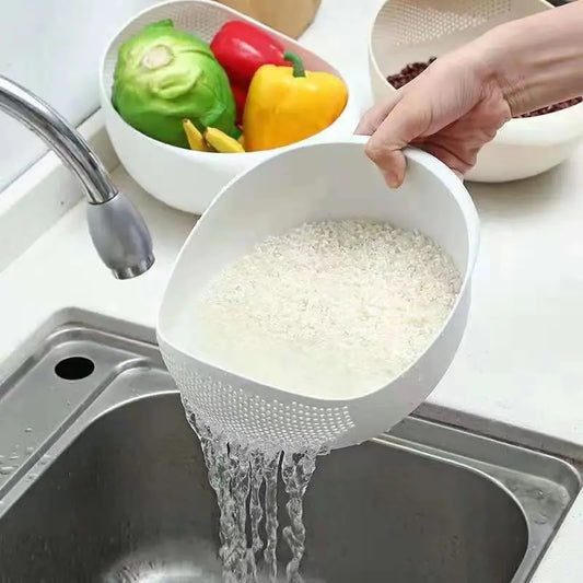 Rice Sieve Plastic Colander Kitchen Drain Basket with Handles Rice Bowl Strainer Strainer Basket Sink Drain Kitchen Tools AFCLANE