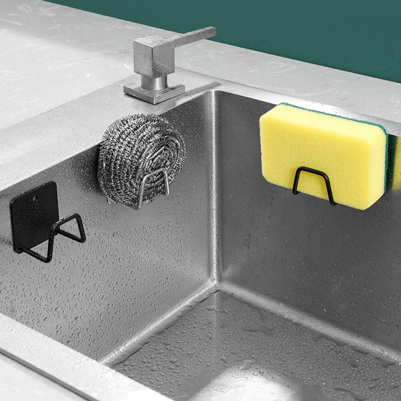 Kitchen Stainless Steel Sink Sponges Holder Self Adhesive Drain Drying Rack Kitchen Wall Hooks Accessories Storage Organizer AFCLANE