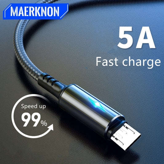 Micro USB Cable 5A LED Fast Charging Micro Data Cord For Huawei Samsung Xiaomi Android Mobile Phone Accessories Charger Cables AFCLANE
