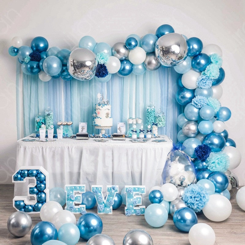 Blue Balloon Garland Arch Kit 1st Birthday Party Decoration Kids Baby Shower Boy Wedding Birthday Ballon Foil Latex Ballon Globo AFCLANE